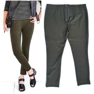 Cooperative Ponte Olive Green Pants Exposed Back Zipper